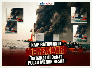 KMP Batumandi Terbakar di Dekat Pulau Merak Besar